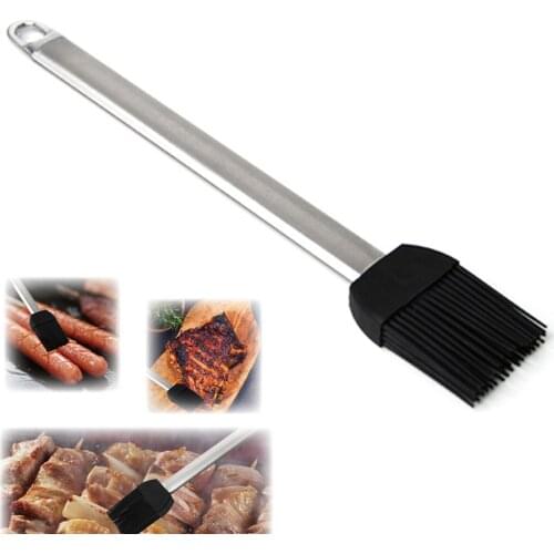 Heavy-duty Stainless Steel Basting Brushes Silicone Bristles Oil Brush BBQ Tools Outdoor Barbecue Grill Accessories