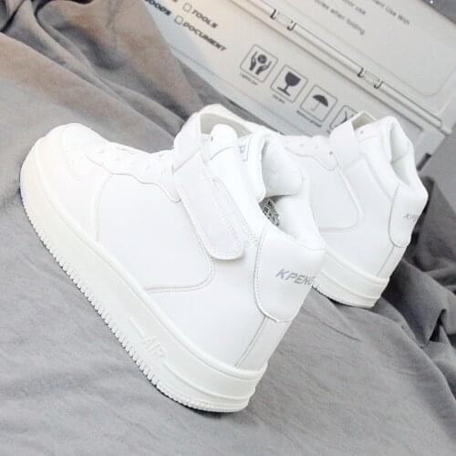 Hip hop hip hop dance board shoes lovers small white Plush and thickened shoes mens high upper and inner increased sports shoes