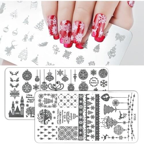 Stainless Steel Nail Printing Stencil Christmas Pattern Stamping Plates Leaf Floral Design Template Nail Art Stamp Stencil Tool