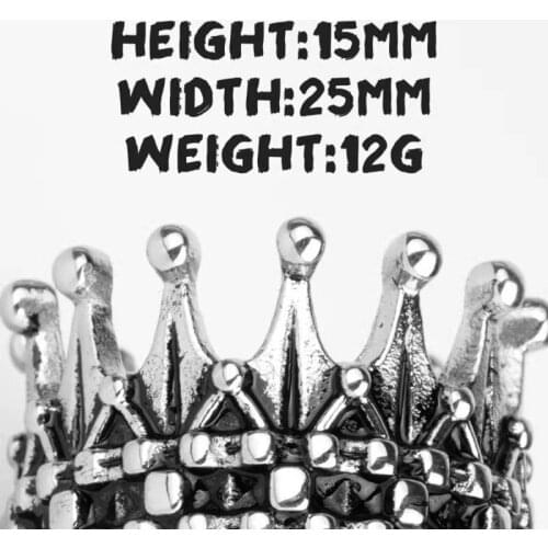 Vintage Mens Womens Stainless Steel Royal King Crown Ring Silver Retro Knight Cross Crown Rings Band Fashion Jewelry