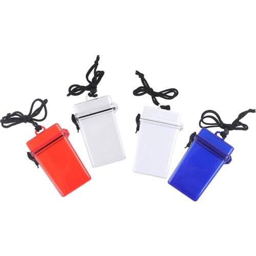 Diving Kayaking Waterproof Dry Box Container Case Rope Clip for Money ID Card Hanging Plastic Cigarette Case