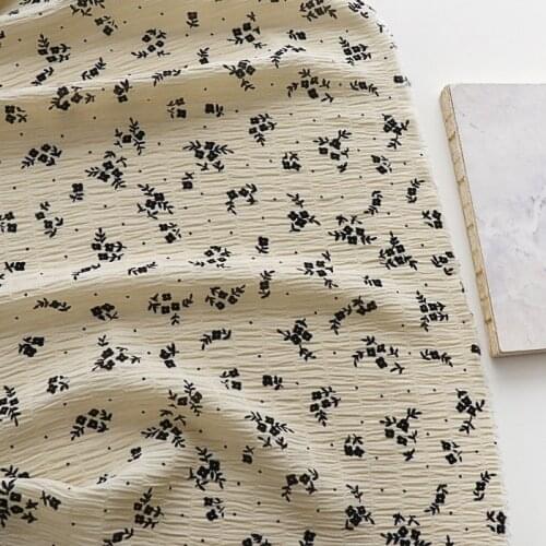 High quality Chiffon fabric Small flowered print of bubble yarn sewing Dress shirt material
