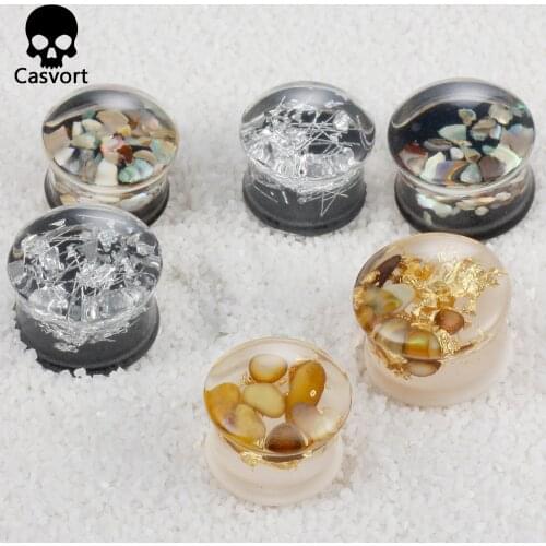 Casvort 2PCS Latest Popular Acrylic Metal Design Ear Plugs Tunnels Body Piercing Jewelry Ear Plugs For Man Woman Ear Expanders