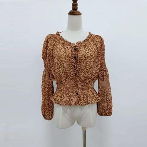 Kpop Seo Yea Ji IU Lee Ji Eun Leopard button sexy chiffon shirts women korean Vintage sweet slim long sleeve tops and blouses