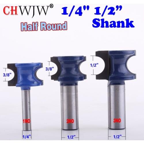 1pc 1/4" 1/2" Shank Radius 3/16, 1/4 Half Round Bullnose Router Bit Set CHWJW