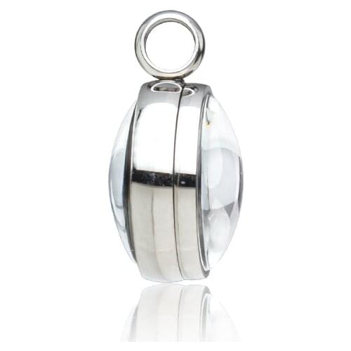 1pc 17mm 23mm 28mm Stainless Steel Floating Locket Pendant Double Curved Glass Memory Locket For Necklace Making Medallion