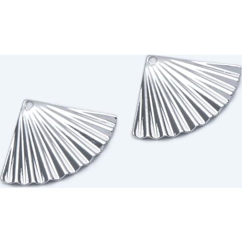 10pcs Silver Tone Fan Charms, Earring Findings, Jewelry Making, Diy Material, Jewelry Supplies (GB-2195-2)