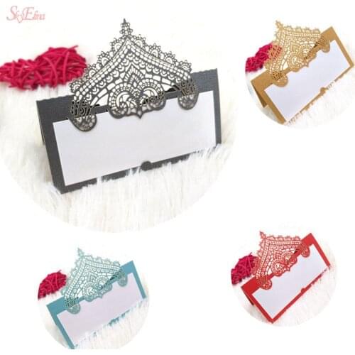 100Pcs Hollow Out Elegant Seat Cards Table Name Card Wedding Invitation Place Escort Card For Wedding Party Favors Decoration 7Z
