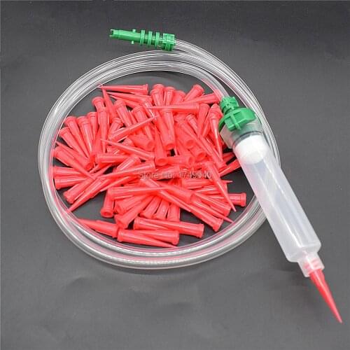 10cc Glue Syringe Barrel Adapter Dispenser Connector with 100pcs 25G Tapered Dispensing Needle Tips and 10cc Glue Syringe Barrel
