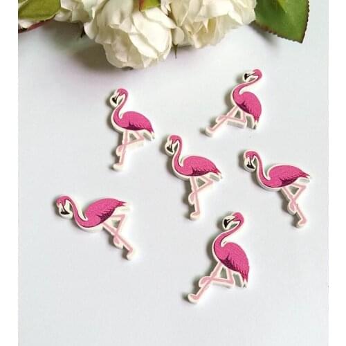 120 Pcs New Flamingos Design 22*35mm no-Holes Wooden Buttons Sewing Decorative Craft Scrapbooking Clothing Accessories