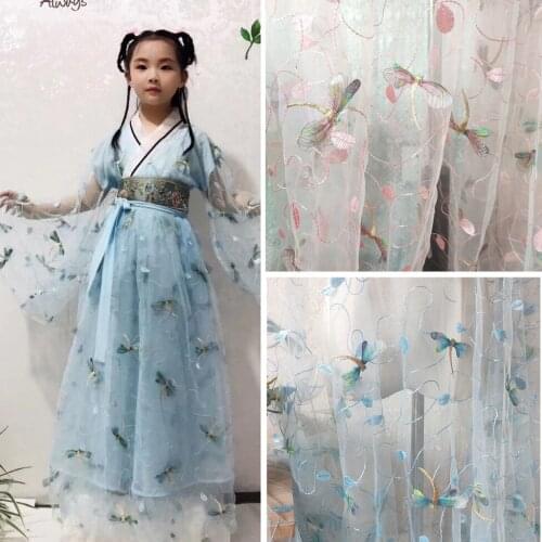 150*100CM 3D Dragon fly Wedding bridal Dress Applique DIY Bridal Headdress scarf veil curtain Embroidered Lace Fabric Patch