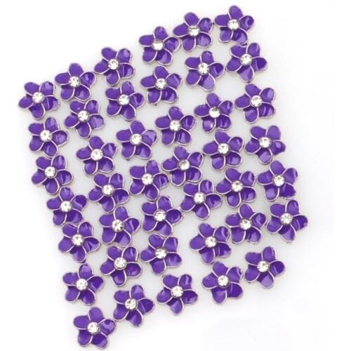 20Pcs/Lot Pink Purple Flower Alloy Floating Charms Hand-made DIY for Glass Lockets