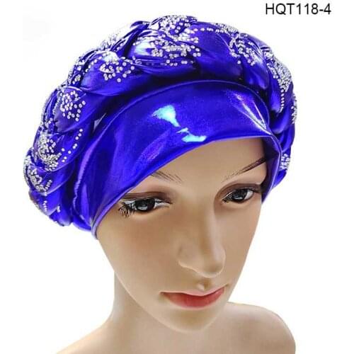 2021 Fashion Style African Women Solid Color Headtie African Caps