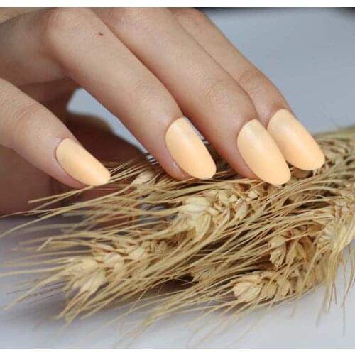 New 24pcs Adorable fashion candy oval decorative fake nails short round section yellow N200X