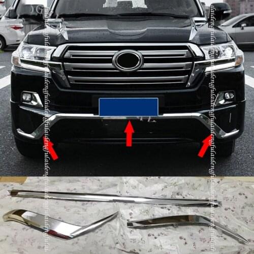 3pcs ABS Chrome Front Bumper Lip Molding Strips Trim Replace For Toyota Land Cruiser LC200 2016-2020 Car Styling