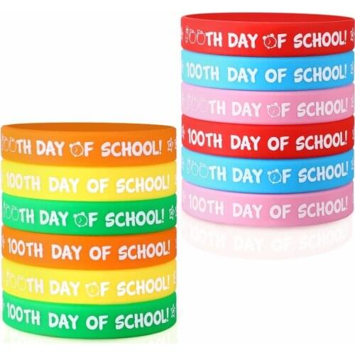300pcs 100th Day of School Silicone Bracelets Rubber Wristbands Free Shipping by DHL