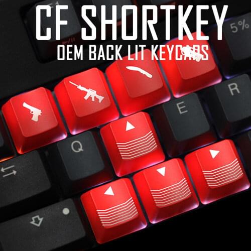4 Pcs /Set ABS Mechanical Keyboard Personality Keycap Cf Cross Fire Line Cutting Gun Shortcut Key WASD Direction Key Caps