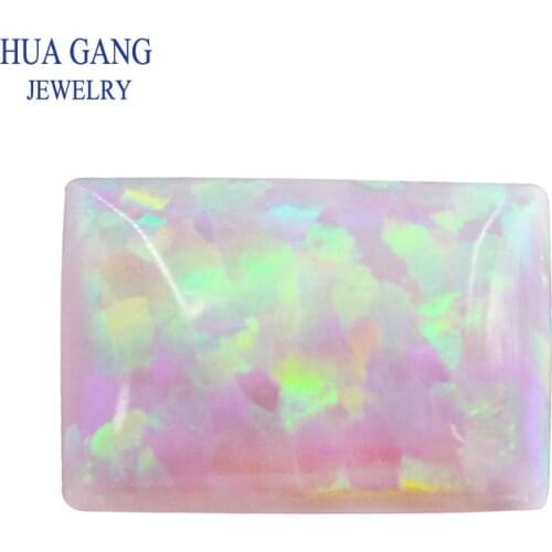 #8 Opal Loose Stones Rectangle Shape Base Cabochon Created Opal Beads Semi-Precious Stones For Jewelry Making 3x5mm-10x14mm