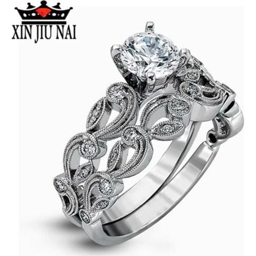 925 Silver lover Rings For Women Simple Design Double Stackable Fashion Jewelry Bridal Sets Promise Wedding Ring Accessory