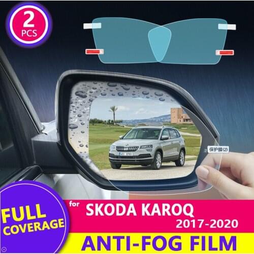 For Skoda Karoq 2017-2020 Full Cover Rearview Mirror Film HD Anti-Fog Rainproof Auto Mirror Sticker Car Accessories 2018 2019