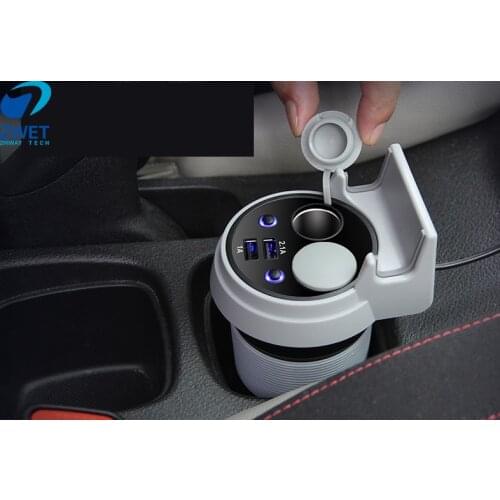 ZWET Car Charge of Three Port Car Charger Cigarette output 1A /2A And One USB Port Lighter output 3A/Black