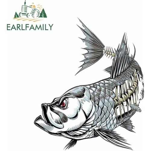 EARLFAMILY 13cm x 10.7cm For Fishbone Car Stickers Surfboard Fine Decal Campervan Waterproof Car Assessoires Decoration