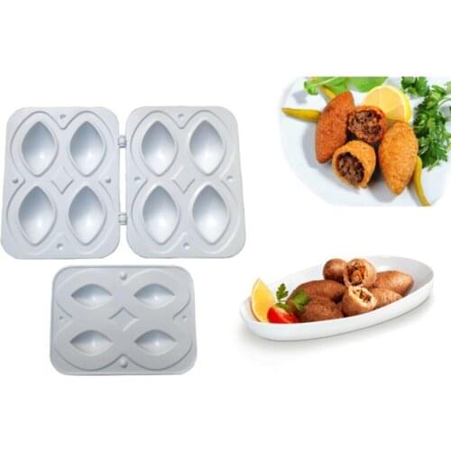 White 4'lü Kibbeh Mould Practical Durable Apparatus 3 Piece