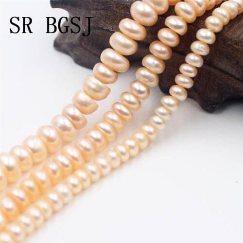 Free Shipping SR 5-6mm 7-8mm 9-10mm Pink Freshwater Pearl Jewelry Making Loose Rondelle Pearl Beads Strand 14"