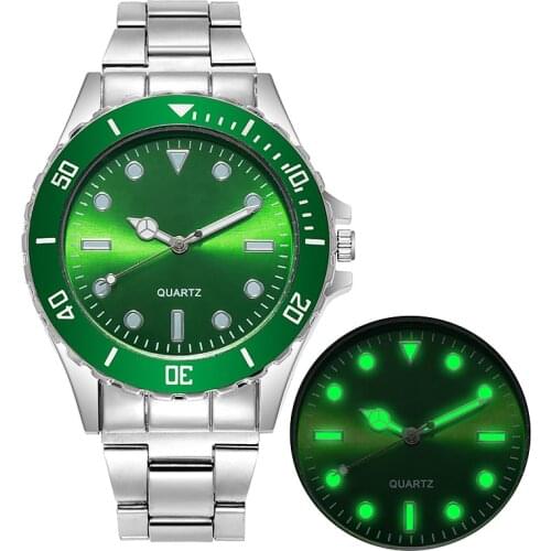 New Famous Luxury Brand Male Casual Quartz Watch Men Stainless Steel Luminous Watches Relogio Masculino Mens Green Wristwatch