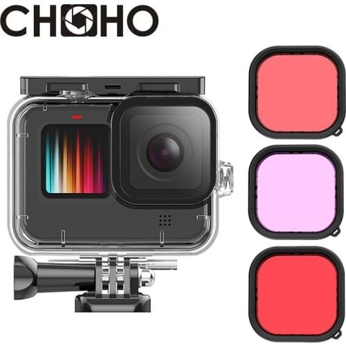 45M Underwater Waterproof Case Diving Filter Red Pink Purple Filtors Dive for GoPro Hero 9 Black Go Pro Hero9 Camera Accessories