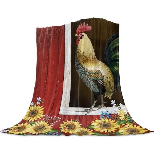 Farm Barn Chicken Sunflower Soft Warm Coral Fleece Flannel Blankets For Beds Throw Sofa Cover Bedspread Winter Blankets