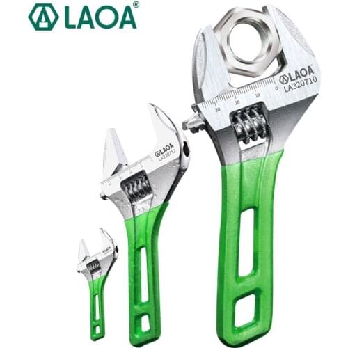 LAOA Monkey Wrench Short Handle Adjustable Spanner HCS material Laser Scale Rubber Wrapped Monkey Spanner