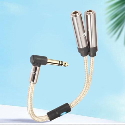 Hifi Audio Cable Angle Stereo 6.35mm Male to 2 Stereo 6.35mm Female TRS Jack 1/4" Splitter Cable for Mixer Console 1M 2M 3M 5M