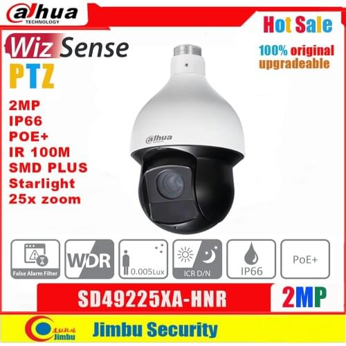 Dahua PTZ camera IVS SD49225XA-HNR 2MP 25x Starlight IR WizSense Network PTZ Camera IR100m Starlight technology PoE