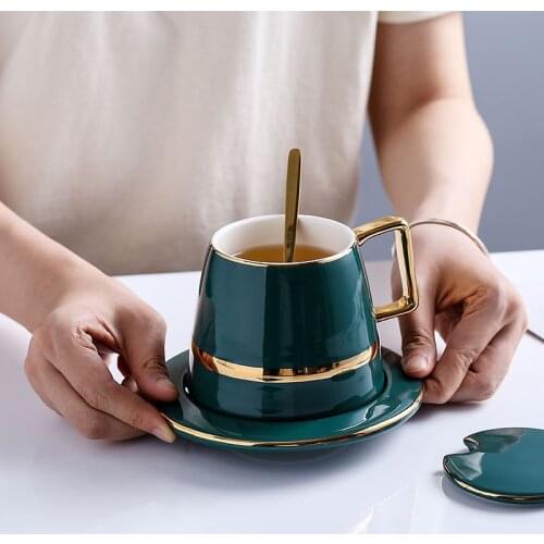Coffee cup European-style small luxury ceramic vintage gift box set water cup Nordic with a scoop high-end gift water cup