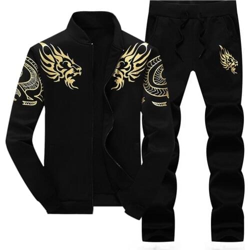 2021 Fashion Autumn Winter Sportswear Mens Brand New Printed Mens Suit Sports Suit Sweatshirt Sweatpants Slim Mens 2-pcs Set