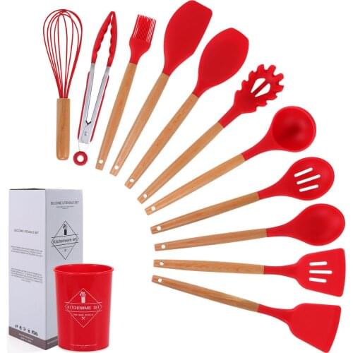 Silicone Kitchen Utensil Set BPA Free Kitchen Newest Cooking Baking Tools Accessories Gadgets Kitchenware With Container 6 Color