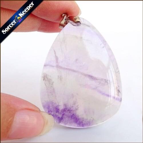 Natural Rainbow & Green Mineral Fluorite Polished Pendant DIY Womens Colorful Quartz Crystal Necklace Specimen Healing QS510