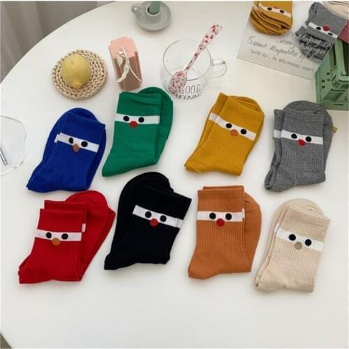 New Autumn and Winter All-match Socks with Small Eyes Creative Cartoon Socks in Tube Socks Ladies Fashion Trendy Socks Wholesale