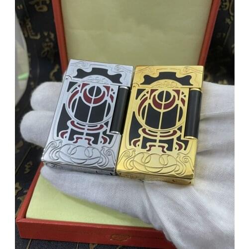 100% new vintage dupont gas lighter gas cigarette lighter polished jet gasoline flint lighter metal gas lighter