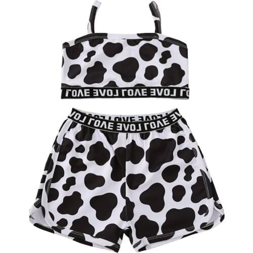 Toddler Baby Girl Kid Clothes Sets 2021 Summer Fashion Letter Print Vest+Leopard Leopard Shorts Girls Baseball Tracksuit Clothes