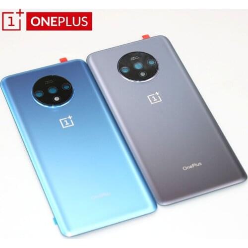 Original Glass For OnePlus 7T Back Battery Cover Door Rear Glass One plus 7T Battery Cover 1+7T Housing Case + Camera Lens +logo