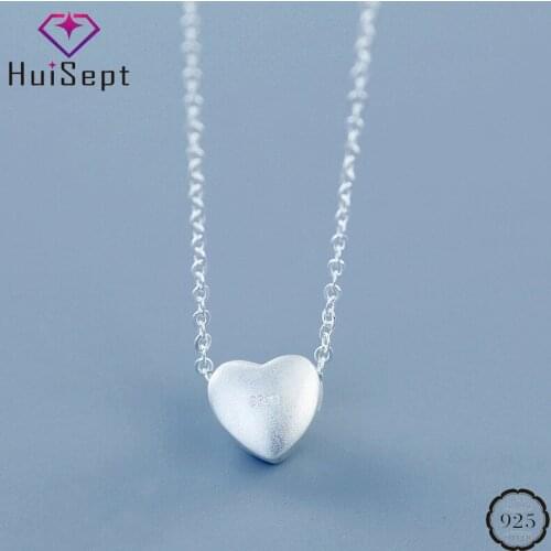 HuiSept Trendy Silver 925 Necklace with Heart-shape Pendant Korean Style Jewelry Ornament for Women Wedding Party Gift Wholesale