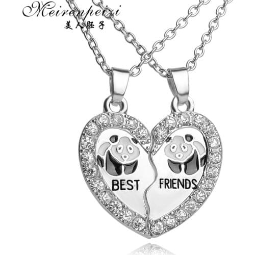 2 Pcs Fashion Animal BFF Pendant Necklace Friendship Best Friends Forever Necklaces Penguin Panda Wholesale Girl Love