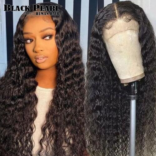 Deep Wave Frontal Wig Transparent Lace Wigs Wet And Wavy Deep Curly Lace Front Human Hair Wigs T Part Brazilian Deep Wave Wig