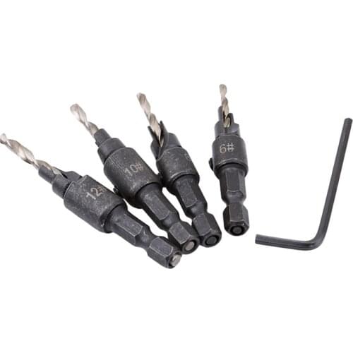 Professional High Speed Steel Hex Shank Tapered Drill Bit Cone Reaming Drill Bit Set Wood Woodworking Tools Twist Drill Bit