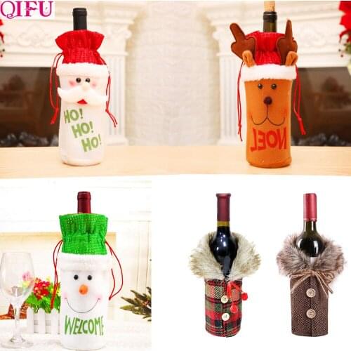 Merry Christmas Decor For Home 2020 Ornaments Christmas Wine Bottle Cover Natal Christmas Table Decor Xmas Gifts New Year 2021