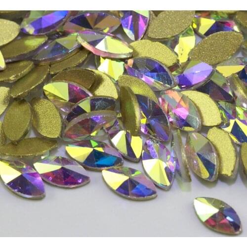 Horse eyes-Shaped Series Non Hot fix Rhinestones Multi sizes AB/Clear Glass Flatback Crystal Stones for Clothes Bags Decoration