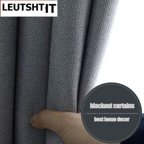 ENHAO Modern Solid Linen Blackout Curtains for Living Room Bedroom Kitchen Curtains for Window Cloth Curtains 80% Shading Panel