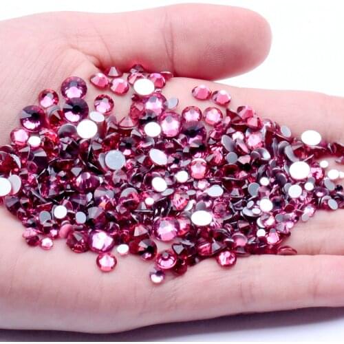 Rose Color SS3-SS34(1.2mm-7.2mm)Crystal Rhinestones For Decoration Flatback Round Glue On Strass Stones DIY 3D Nail Art Supplies